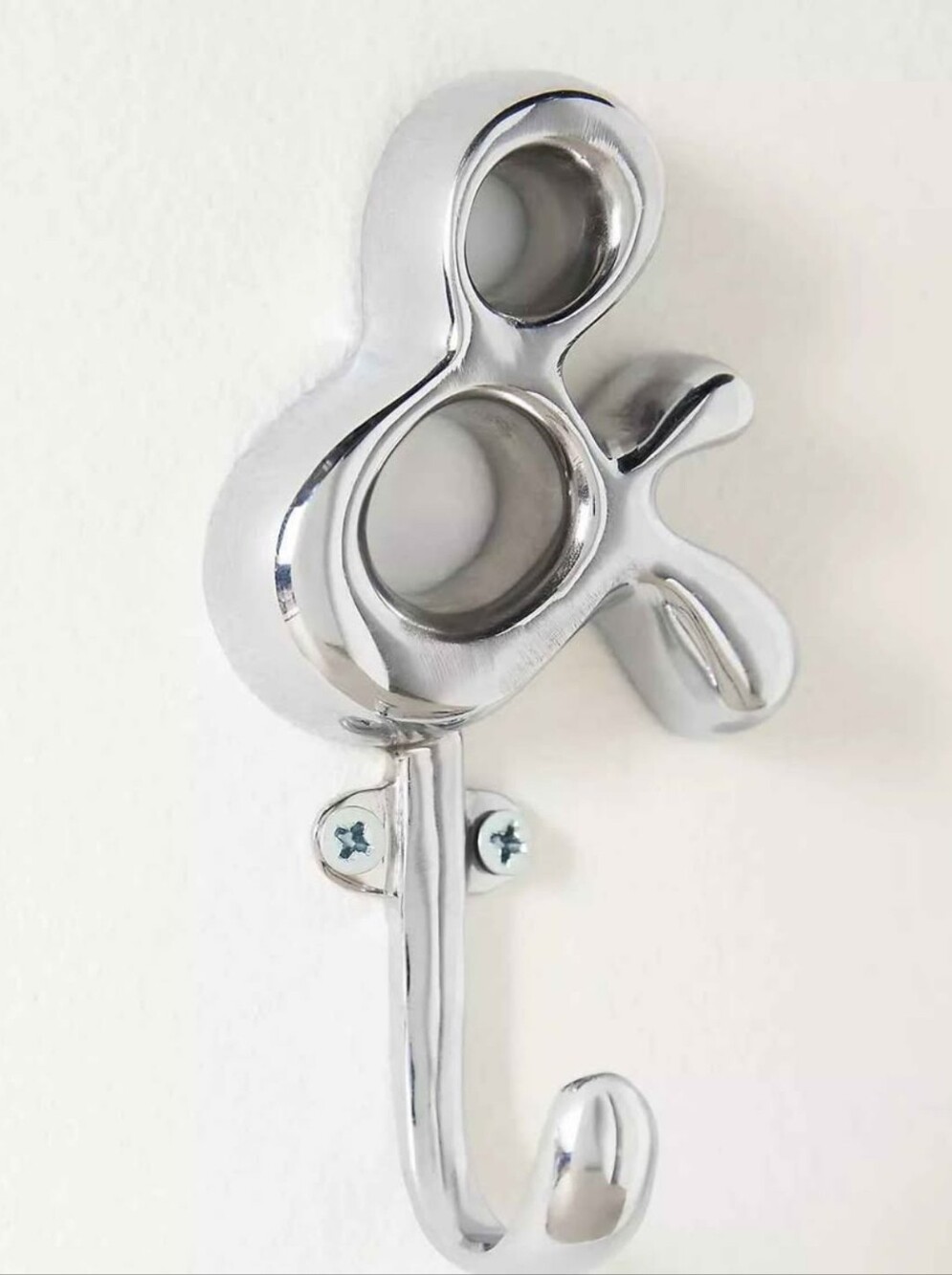 Chrome Metal Wall Hook Accent - Modern Silver Finish Ampersand